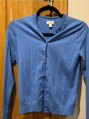 J. Crew Cornflower Blue Crewneck Button Cardigan